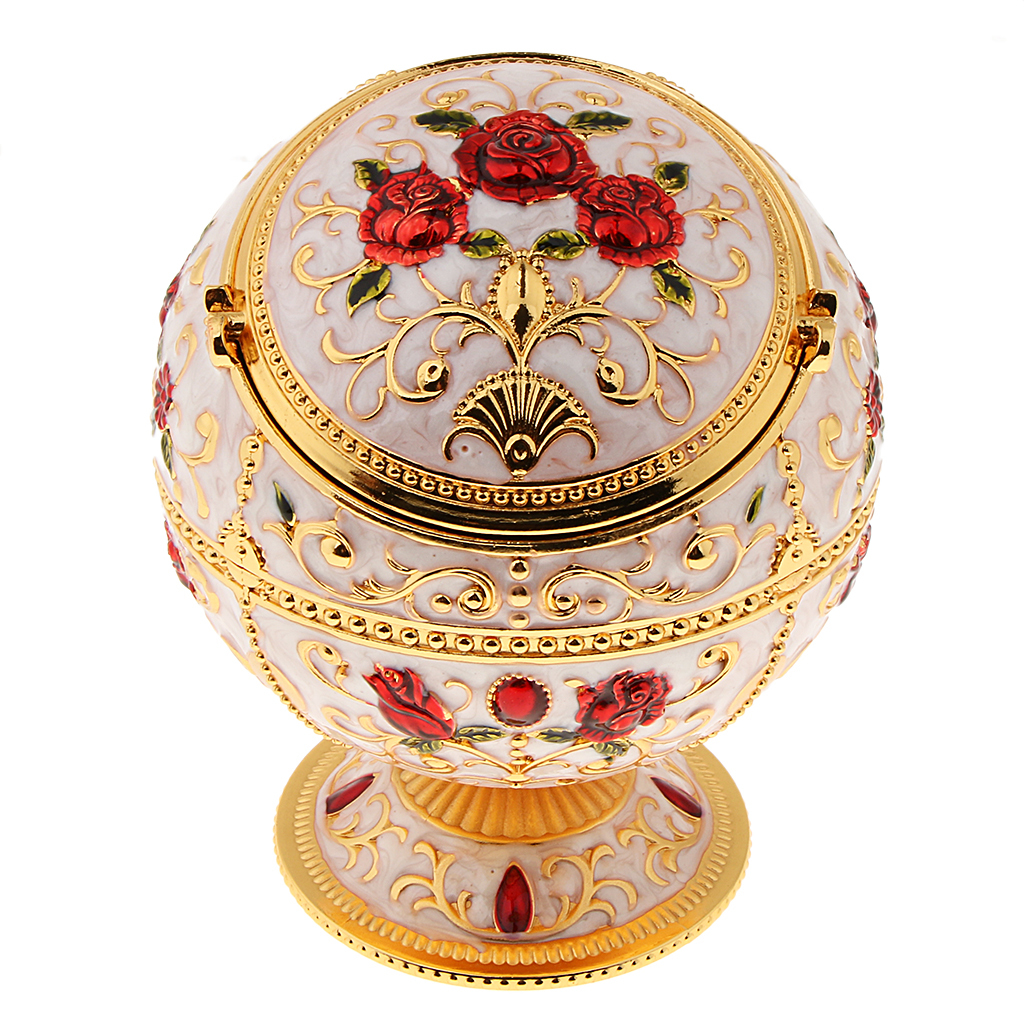 Zinc Alloy Jewelry Box With Lid Windproof Ashtray Vintage Flower Embossed Jewelry Box Trinket Case Jewelry Storage Home Decor MX200810