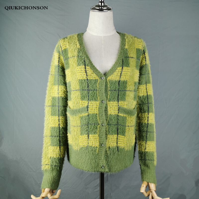 Vintage Synthetic Mink Cashmere Sweater Women Harajuku Lazy Style Ladies V-Neck Button Up Cropped Fuzzy Plaid Cardigan Knitted, Khaki
Vintage Synthetic Mink Cashmere Sweater Women Harajuku Lazy Style Ladies V-Neck Button Up Cropped Fuzzy Plaid Cardigan Knitted, Khaki