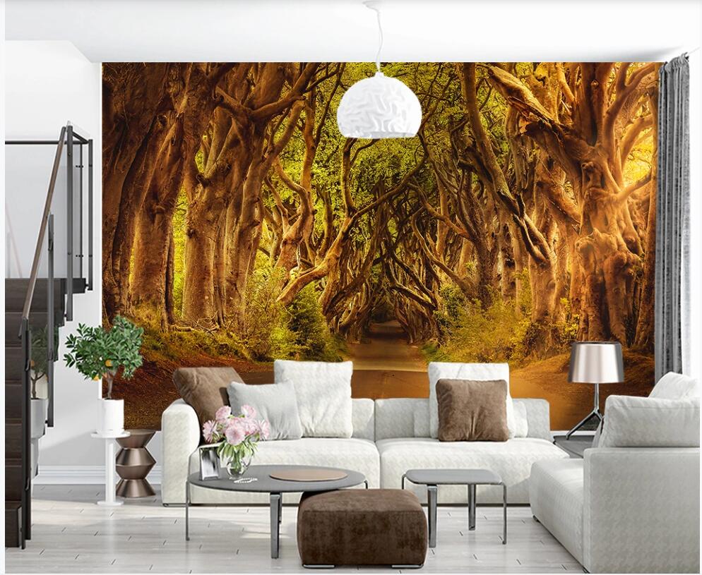 

3d wallpaper custom photo mural on the wall European-style forest path in autumn scenery home decor photo wallpaper in the living room, Non-woven wallpaper