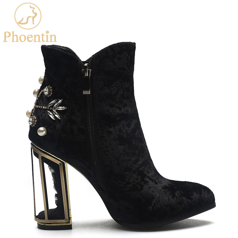 Phoentin crystal flower studded ankle boots pearl metal fretwork super high heels beautiful zipper women boots red shoes FT270, Black
Phoentin crystal flower studded ankle boots pearl metal fretwork super high heels beautiful zipper women boots red shoes FT270, Black