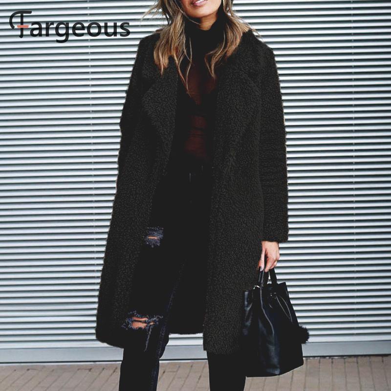 Fargeous Long Faux Fur Winter Jacket Coat Thick Fluffy Women 5 Colors Coats Streetweat Chic Solid Fur Coat Jacket