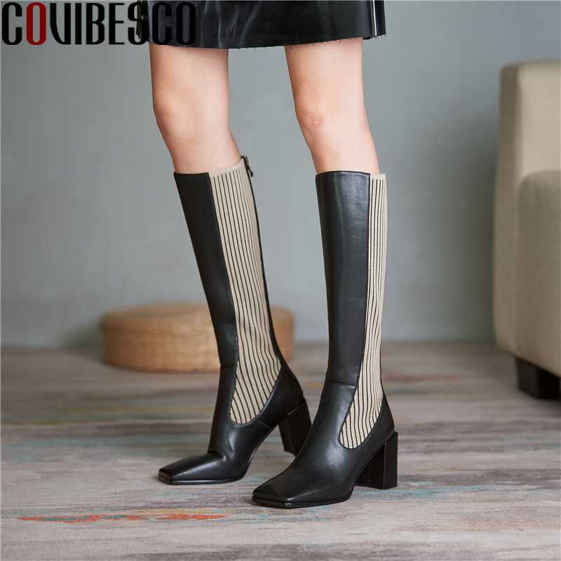 COVIBESCO Square Toe Women Knee-High Boots Back Zipper High Heels Shoes Woman Autumn Winter Concise Genuine Leather Long Boots, Black
COVIBESCO Square Toe Women Knee-High Boots Back Zipper High Heels Shoes Woman Autumn Winter Concise Genuine Leather Long Boots, Black