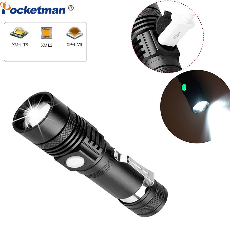 Flashlights Torches LED Torch T6/L2/V6 Power Tips Zoomable Bicycle Light 18650 Rechargeable USB Linterna Bright Lamp Long Life-span
Flashlights Torches LED Torch T6/L2/V6 Power Tips Zoomable Bicycle Light 18650 Rechargeable USB Linterna Bright Lamp Long Life-span