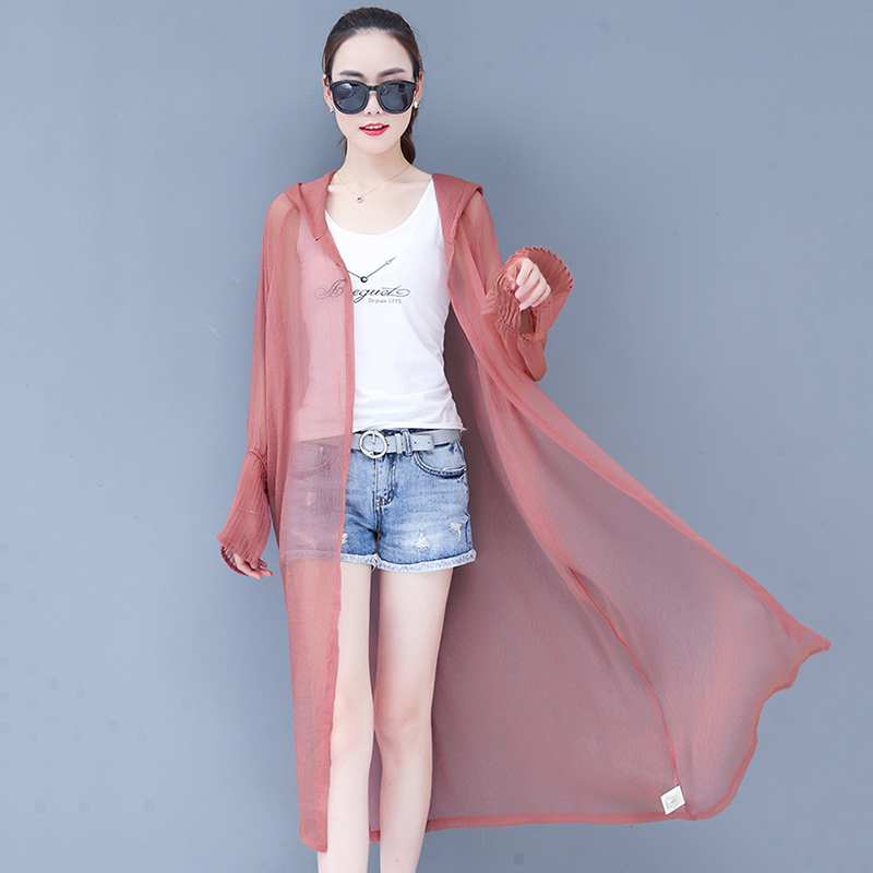 Summer Women Thin Jacket Women Hooded beach sunscreen clothing female Long cardigan lantern sleeve chiffon shawl Transparent, White
Summer Women Thin Jacket Women Hooded beach sunscreen clothing female Long cardigan lantern sleeve chiffon shawl Transparent, White