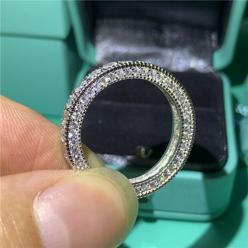 Handmade Promise Diamond ring 100% Real S925 Sterling Silver Engagement wedding band rings for women Bridal Finger Jewelry LJ200831