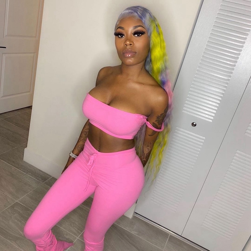 Trendy Summer Two Piece Set Women Sexy Club Outfits for Women Clothes 2020 Crop Top Stacked Leggings Set Party 2 Piece Pants Set