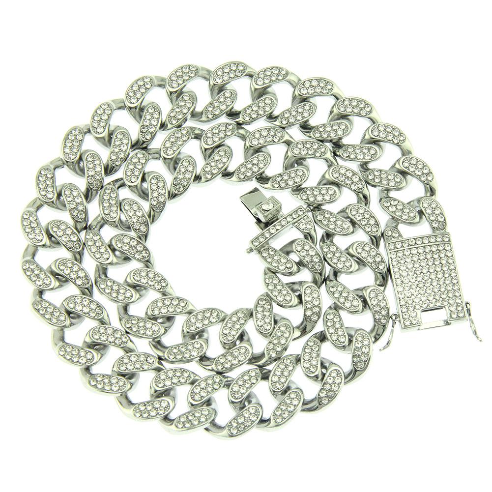 20mm New Fashion Hip Hop Mens Gold Bling Diamond Cuban Link Chain Necklace Choker Masculina Bijoux Jewelry Heavy Miami Curb Chains for Men