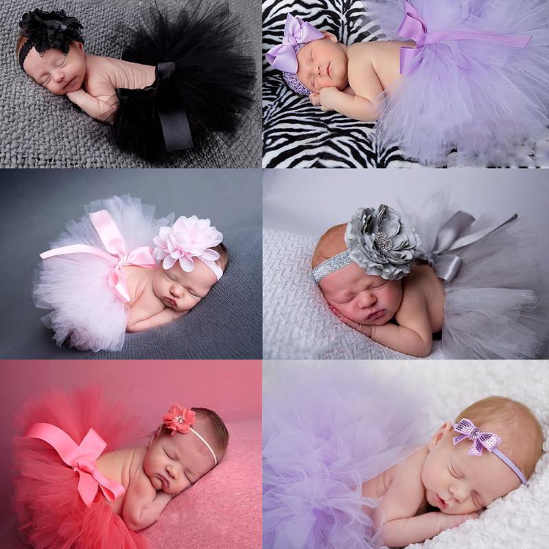 Child Tutu Dress Flowers Tiara Suit Set For Newborn Photography Props Skirt Photo Shoot Baby Girl Dresses Fotografia Accessories