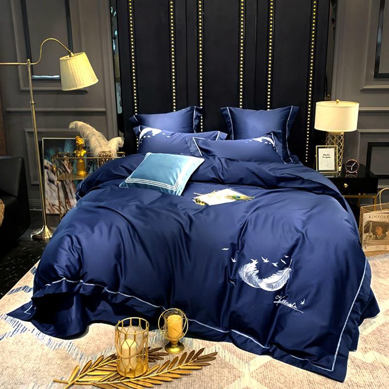 30 Blue Egyptian Cotton 600TC Embroidery Luxury wedding Bedding set King Queen size Duvet Cover Pillowcase Bedsheet 4/6pcs#s, Kl-5-mayahong 
30 Blue Egyptian Cotton 600TC Embroidery Luxury wedding Bedding set King Queen size Duvet Cover Pillowcase Bedsheet 4/6pcs#s, Kl-5-mayahong