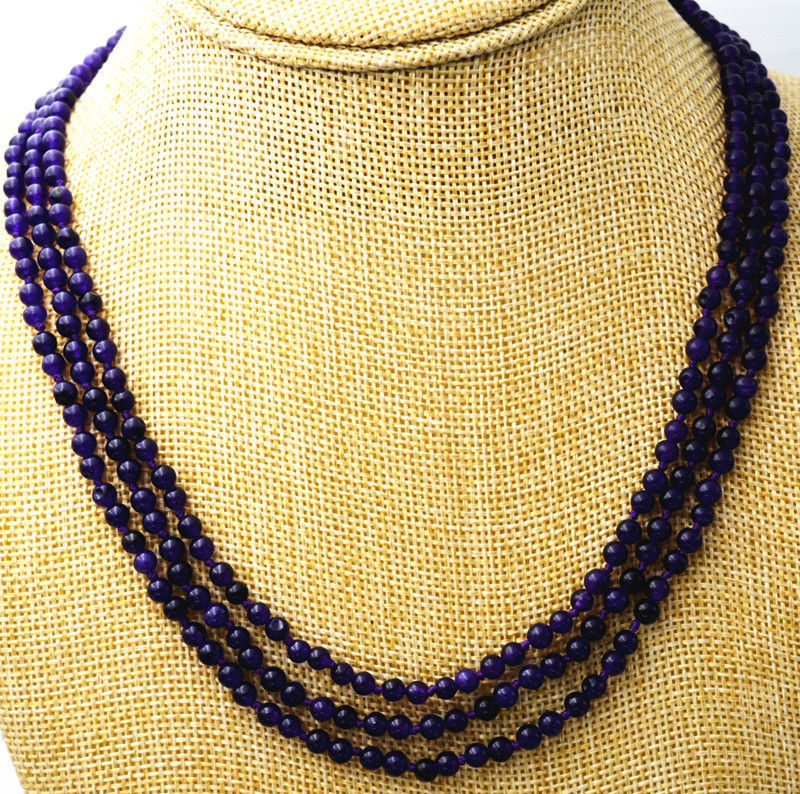Hot sell hand knotted 3 rows 4mm purple blue white black color black bead necklace 17-19 " fashion jewelry
Hot sell hand knotted 3 rows 4mm purple blue white black color black bead necklace 17-19 " fashion jewelry