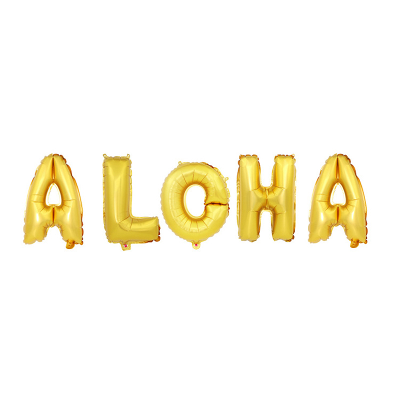 Tropical Flamingo Party Decor ALOHA Gold Foil Letters Balloons Hawaii Luau Kids Birthday Balloon Decor Pineapple Flamingo Baloon
