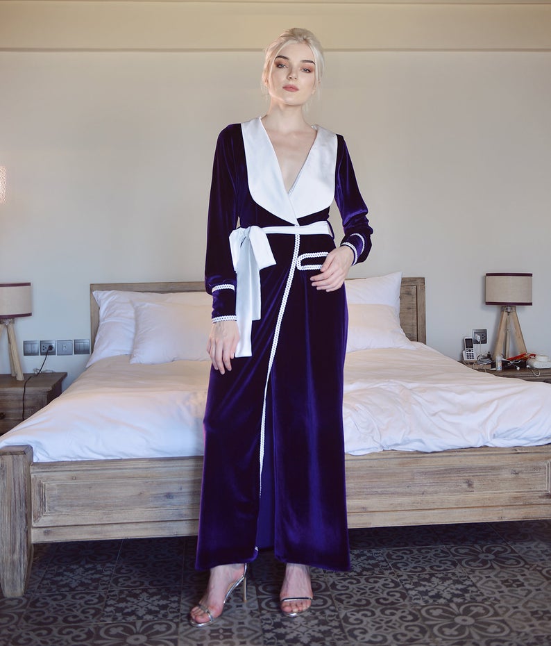 fall winter velvet bridal bathrobe long sleeve ladies night gowns ankle length women sleep wear wedding robe