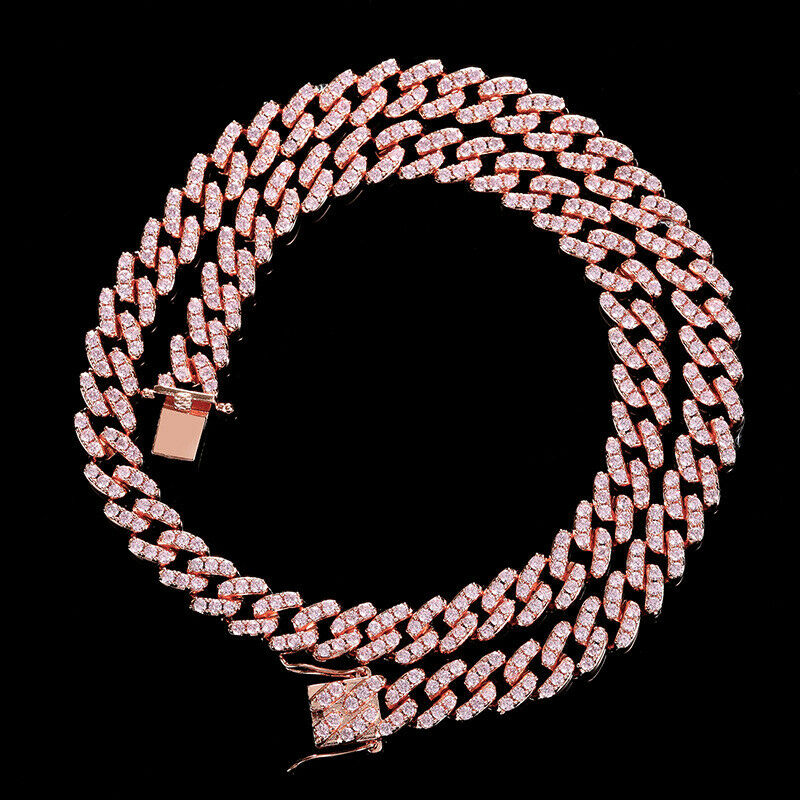 9mm Hiphop Cuban Chain Necklace Shining Zircon Bling 14k Gold Plated Copper Small Diamond Miami Cuban Link Chain16quot24quot