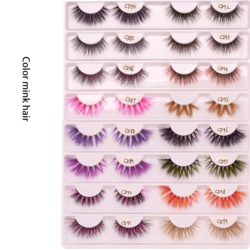 Colorful 3D mink hair eyelashes cross false eyelashes beauty eye tools makeup manufacturers individual