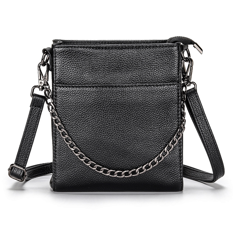 Leather handbags new diagonal cross-body first layer cowhide mobile phone bag fashion chain bag, Black
Leather handbags new diagonal cross-body first layer cowhide mobile phone bag fashion chain bag, Black