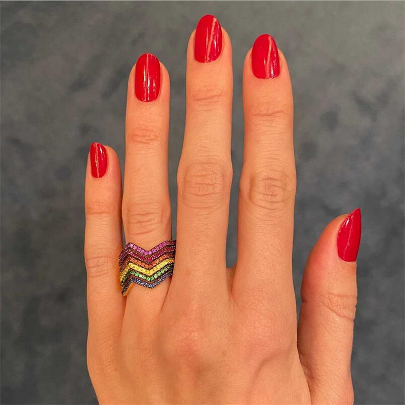 Choucong Unique tail Fashion Jewelry Sier&Gold Fill Finger Multi Gemstones CZ Dia Party Women Wedding Wave Ring Gift