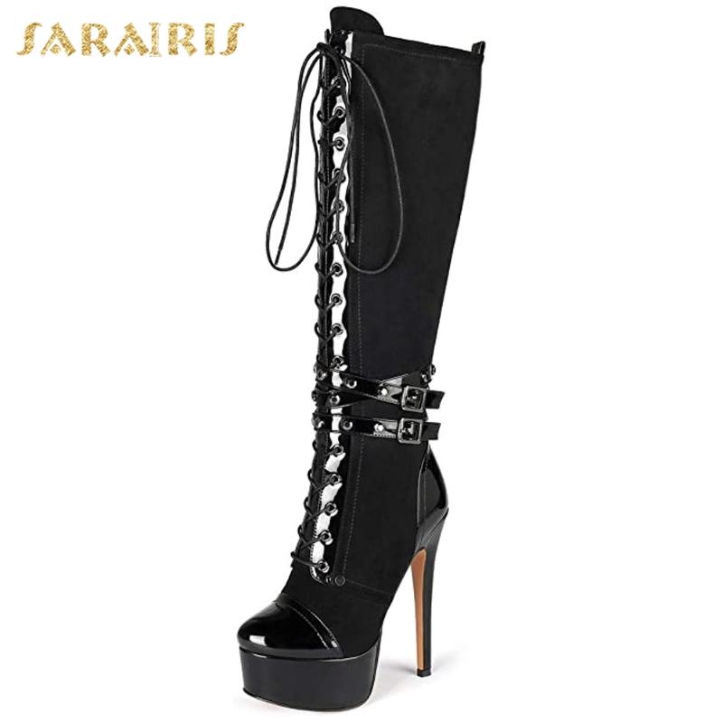 Sarairis New Arrivals Plus Size 47 Platform Shoes Woman Boots Lace Up Thin High Heels Buckle Decoration Fetish Shoes Ladies, Black
Sarairis New Arrivals Plus Size 47 Platform Shoes Woman Boots Lace Up Thin High Heels Buckle Decoration Fetish Shoes Ladies, Black