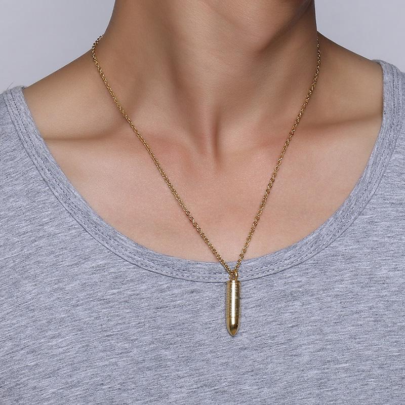 Bullet Pendant for Men Engraved Lord Bible Prayer Necklace Stainless Steel Male Jewelry Cremation Ashes Urn Bijoux8530583