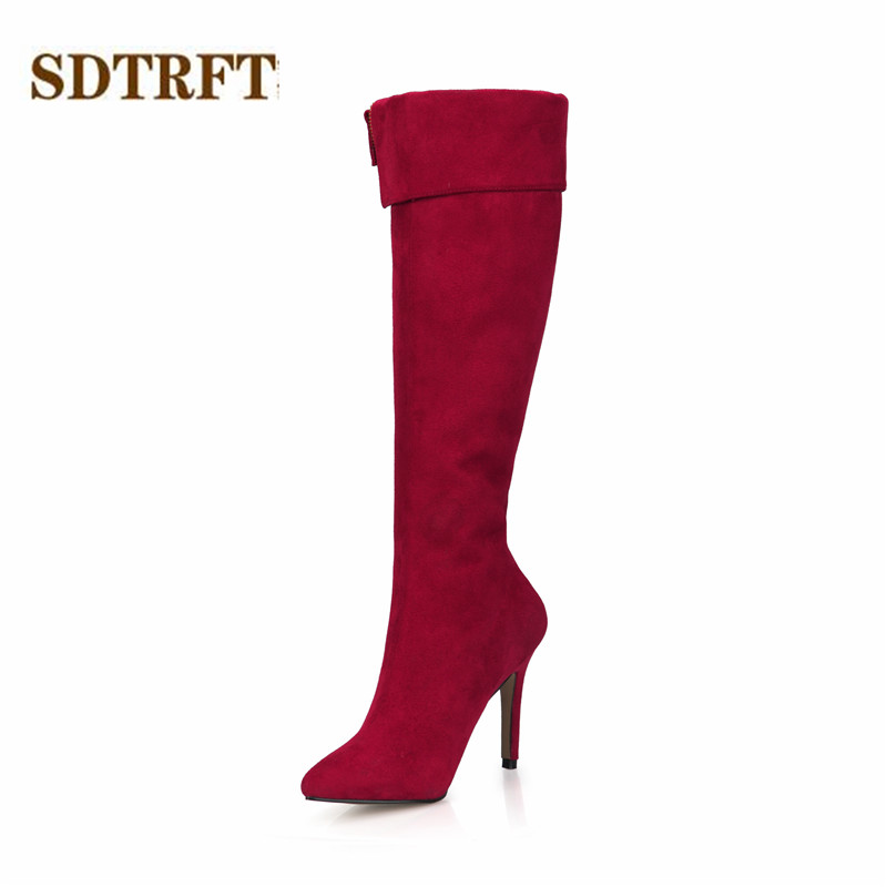 SDTRFT Spring/Autumn New botas mujer 10cm thin heels over the knee boots Sexy Zipper shoes Woman wedding pumps Plus:35-42 43, Red
SDTRFT Spring/Autumn New botas mujer 10cm thin heels over the knee boots Sexy Zipper shoes Woman wedding pumps Plus:35-42 43, Red