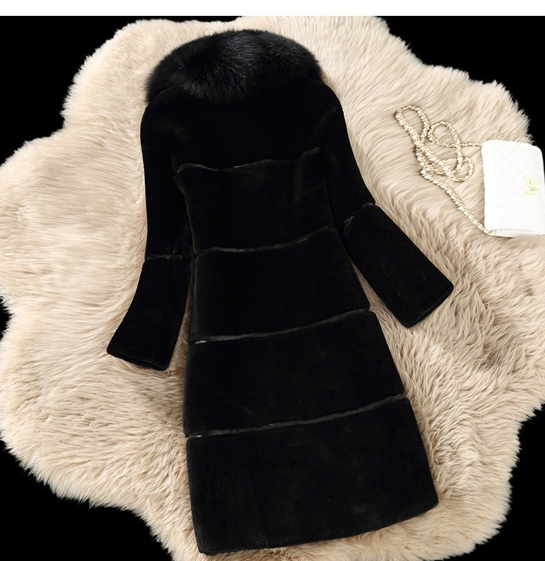 Lugentolo Faux Fur Coat Women Autumn and Winter New Stitching Fur Collar Turn-down Collar Covered Button Plus Size 5XL Y200926
