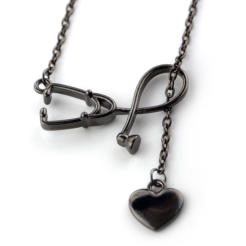 Hot Selling Medical Jewelry Alloy I Love You Heart Pendant Necklace Stethoscope Necklace for Nurse Doctor Jewelry Gift Wholesale