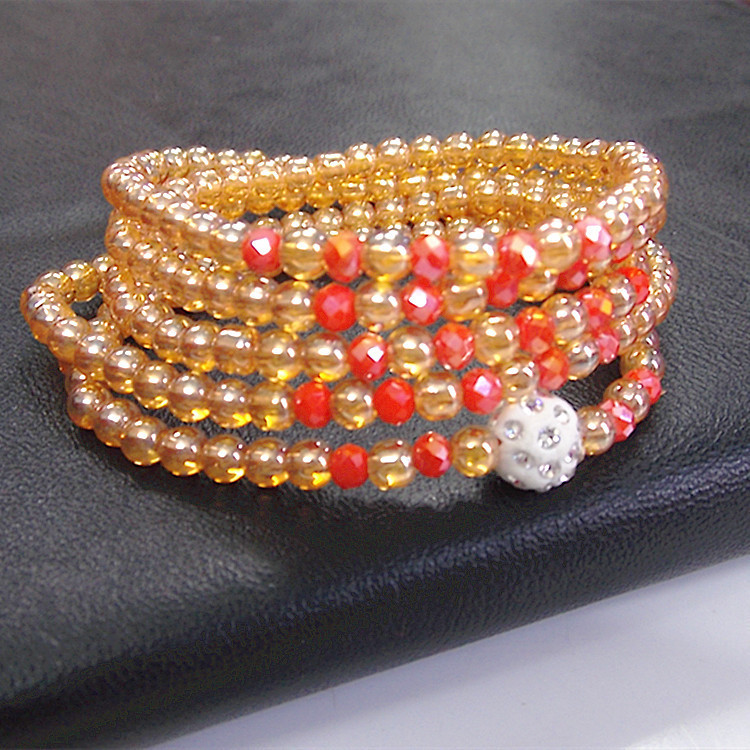 Women's Charm Multilayer Yellow Crystal Beaded Bracelet Boho Style Long Bracelet Fashion Jewelry Beach Party Gifts