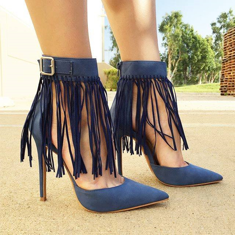 Navy Blue Front Tassel Covered Pointed Toe Pumps High Heel Ladies Thin Heels Ankle Buckle Fringed Dress Shoes Woman, Black
Navy Blue Front Tassel Covered Pointed Toe Pumps High Heel Ladies Thin Heels Ankle Buckle Fringed Dress Shoes Woman, Black
