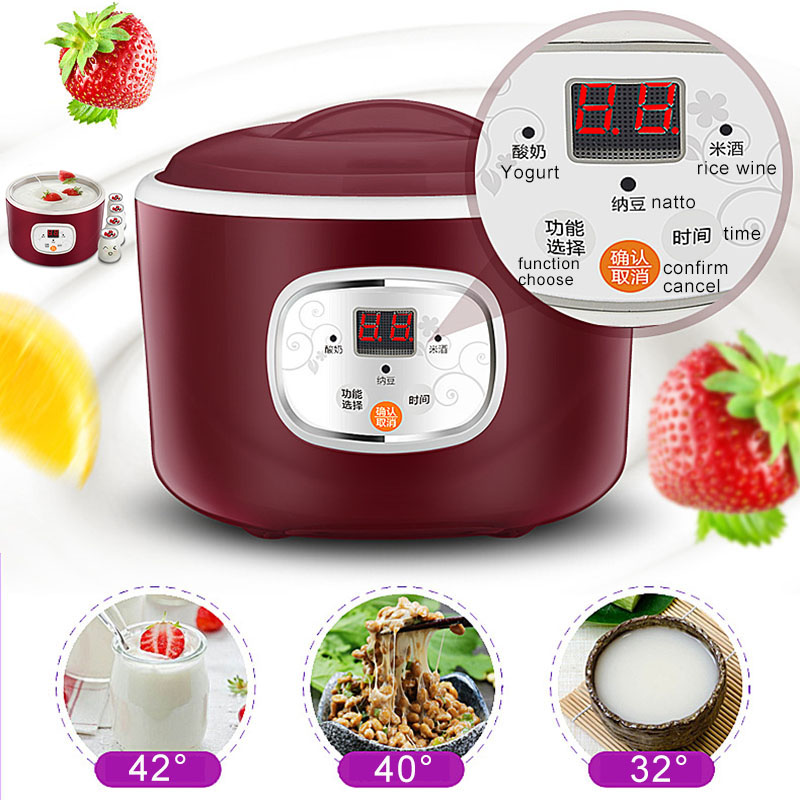 220V Electric Automatic Yogurt Maker Thermostatic Kitchen Tools Joghurthersteller Rice Wine Natto Machine Stainless Steel Liner
220V Electric Automatic Yogurt Maker Thermostatic Kitchen Tools Joghurthersteller Rice Wine Natto Machine Stainless Steel Liner