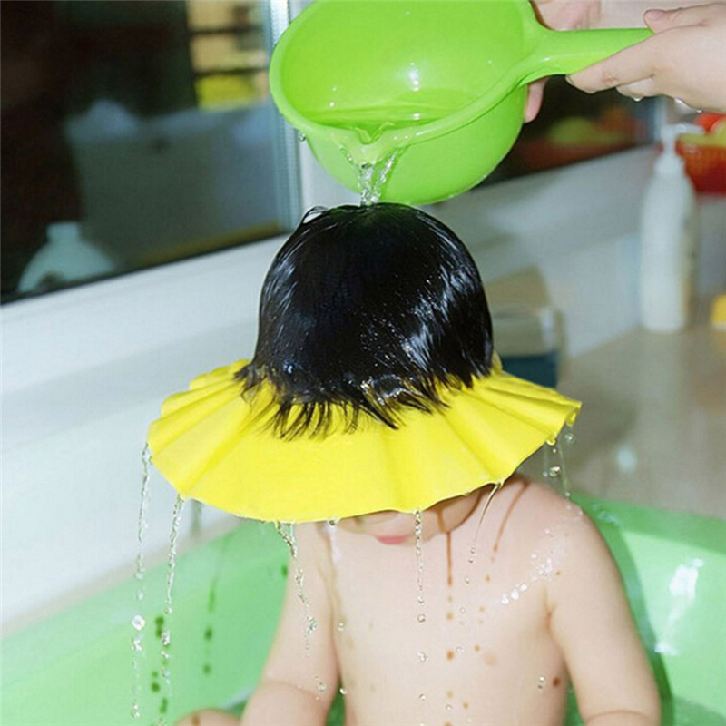 1PCS Soft Adjustable Baby Shower Cap Prevent Water Into Ear Protect Children Kid Shampoo Bath Wash Hair Shield Hat Waterproof - view 4