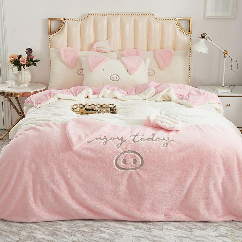 JPieces Cartoon Pig Ears Duvet Cover set Pink White Soft Fleece Velvet Flannel Fabric Girls Bedding Sets Bed sheet Pillowcases, Color 4
JPieces Cartoon Pig Ears Duvet Cover set Pink White Soft Fleece Velvet Flannel Fabric Girls Bedding Sets Bed sheet Pillowcases, Color 4