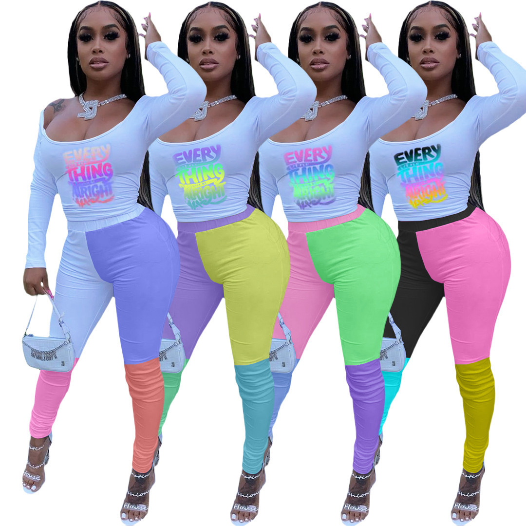 Women Tracksuit Set Letter Print Long Sleeve T-Shirt Contrast Color Pencil Pants Jogger Pants Two Piece Suit Ladies Casual Fitness Outfit, White
Women Tracksuit Set Letter Print Long Sleeve T-Shirt Contrast Color Pencil Pants Jogger Pants Two Piece Suit Ladies Casual Fitness Outfit, White