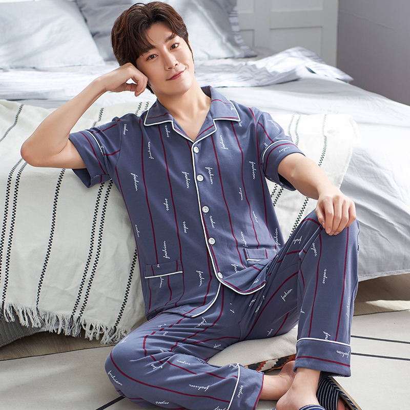 Men Sleepwear Suit Summer Knitted Cotton Pyjamas Mens Short Sleeve Turn-down Collar Cardigan Plus Size 3XL Male Lounge Nightwear, Ysx7907
Men Sleepwear Suit Summer Knitted Cotton Pyjamas Mens Short Sleeve Turn-down Collar Cardigan Plus Size 3XL Male Lounge Nightwear, Ysx7907