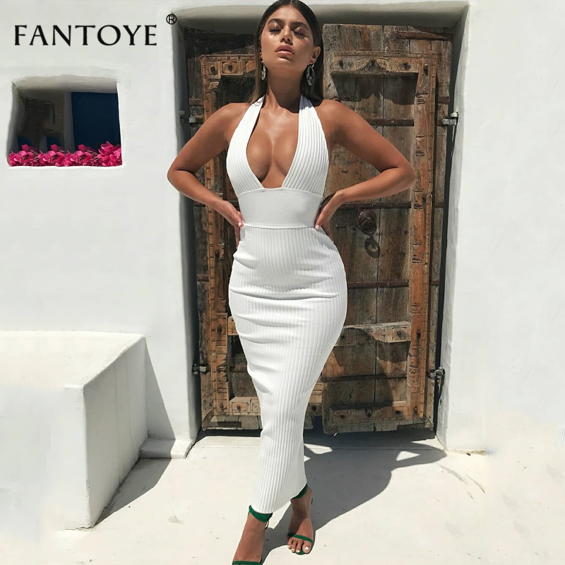 Fantoye Women Halter V-neck Party Dresses 2021 Autumn Summer Knitted Sexy Slim Bodycon Bandage Long Maxi Dress Vestidos high quality new, Black;gray
Fantoye Women Halter V-neck Party Dresses 2021 Autumn Summer Knitted Sexy Slim Bodycon Bandage Long Maxi Dress Vestidos high quality new, Black;gray