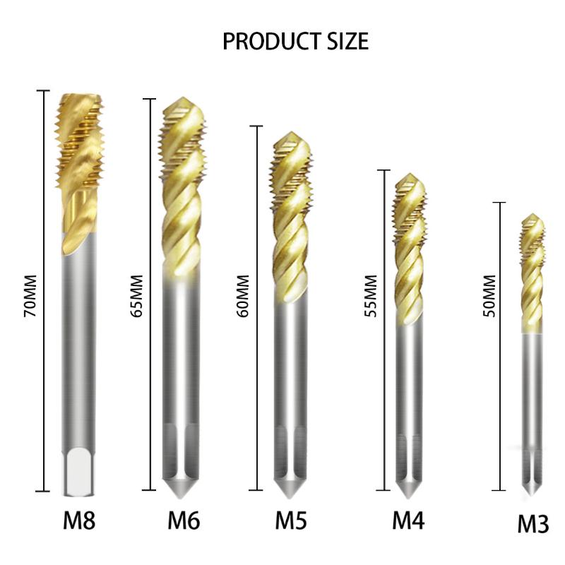 Hand Tools 5pcs HSS M3 M4 M5 M6 M8 Machine Spiral Point Straight Fluted Screw Taps Set Threading Metric Plug Drill Tap
Hand Tools 5pcs HSS M3 M4 M5 M6 M8 Machine Spiral Point Straight Fluted Screw Taps Set Threading Metric Plug Drill Tap