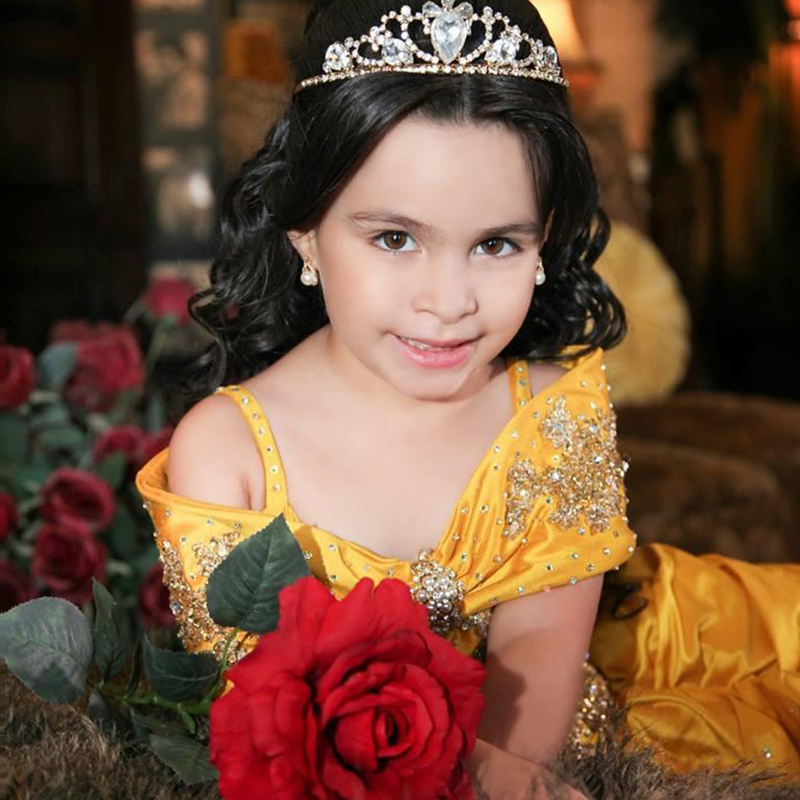 Yellow Retro Princess Ball Gown Flower Girl Dresses Lace Taffeta Little Girl Pageant Dresses 2022 Toddler Party Gowns