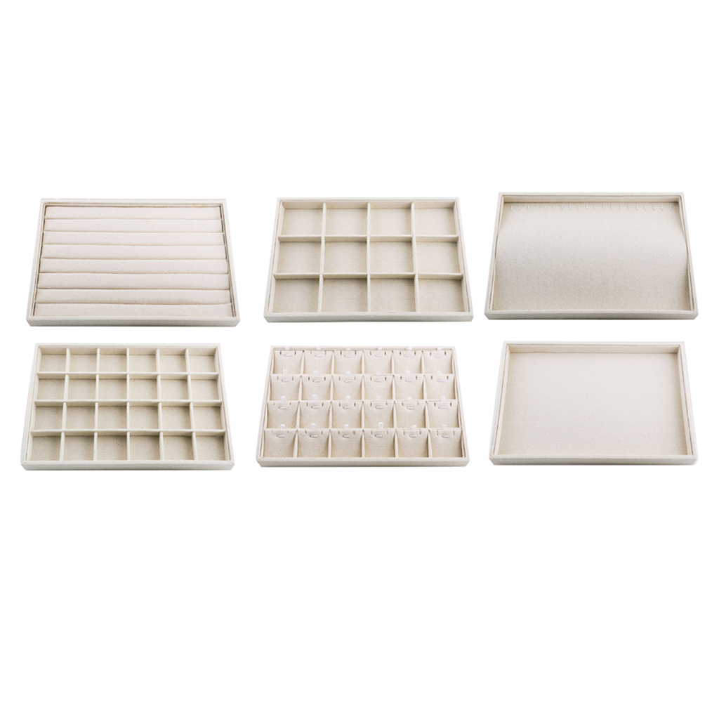 Linen Jewelry Organizer Trays Stackable Necklace Ring Showcase Jewellery Display Ring Storage Tray Portable Jewelry Tray Stand MX200810