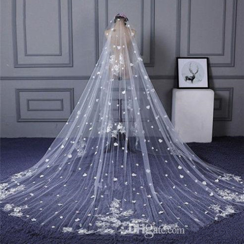 Elegant Wedding Veils 3m Long Cathedral Length Full Lace Edge Appliqued 1T White Ivory Tulle Bridal Veils with Combs Customized
Elegant Wedding Veils 3m Long Cathedral Length Full Lace Edge Appliqued 1T White Ivory Tulle Bridal Veils with Combs Customized