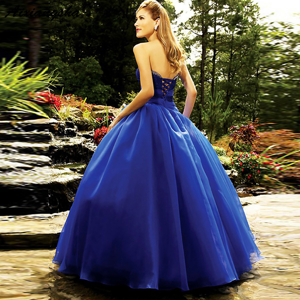 Royal Blue Quinceanera Dresses Lace Strapless Modern Plus Size Cheap Ball Prom Gown Floor Length Plus Size Lace Up