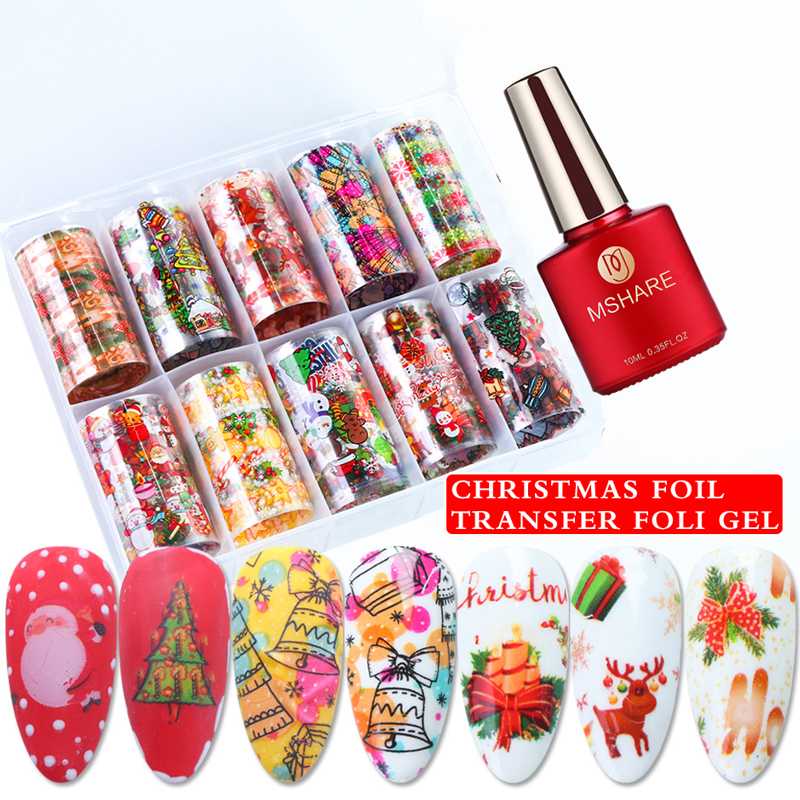 MSHARE Christmas Nail Foil Transfer Gel Polish Nails Adhensive Transfering with Free foil Sticker 10 Types, Nail foil set
MSHARE Christmas Nail Foil Transfer Gel Polish Nails Adhensive Transfering with Free foil Sticker 10 Types, Nail foil set