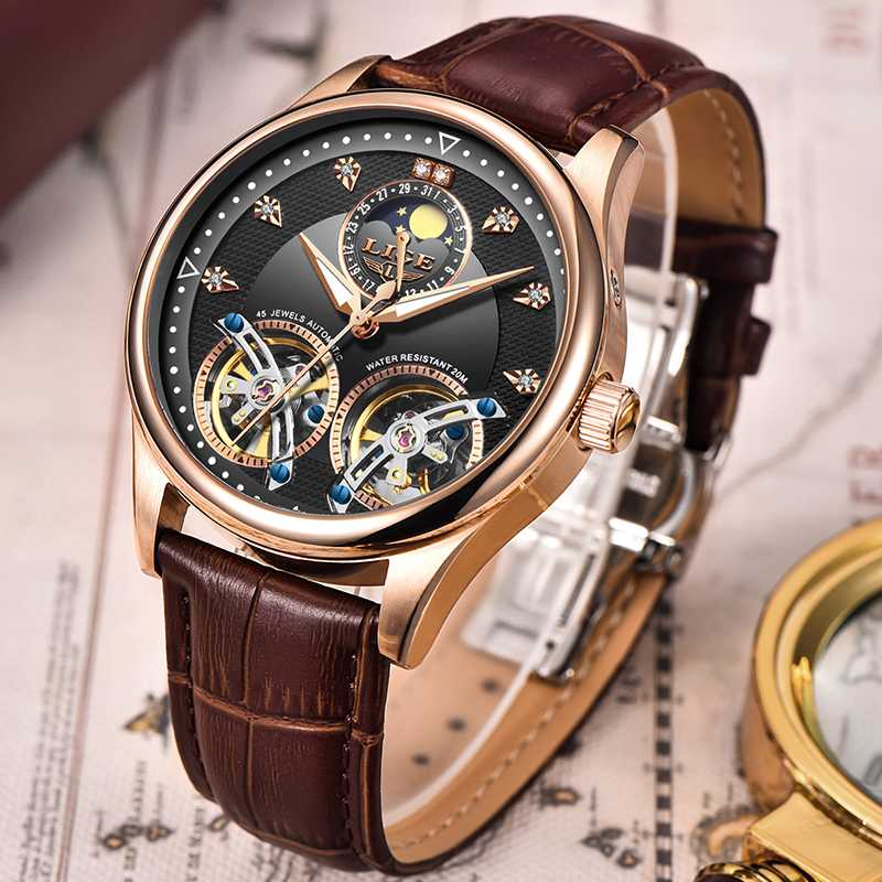 Relojes Hombre LIGE Brand Men Watches Automatic Mechanical Watch Tourbillon Sport Clock Leather Casual Business Wrist Watch Gold, Rose gold white
Relojes Hombre LIGE Brand Men Watches Automatic Mechanical Watch Tourbillon Sport Clock Leather Casual Business Wrist Watch Gold, Rose gold white