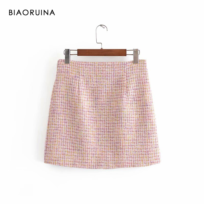 BIAORUINA Women's High Waist Pink Plaid Elegant Tweed Mini Skirt Back Zipper Girls Chic Sweet Short Skirts Autumn New Arrival, As pic
BIAORUINA Women's High Waist Pink Plaid Elegant Tweed Mini Skirt Back Zipper Girls Chic Sweet Short Skirts Autumn New Arrival, As pic