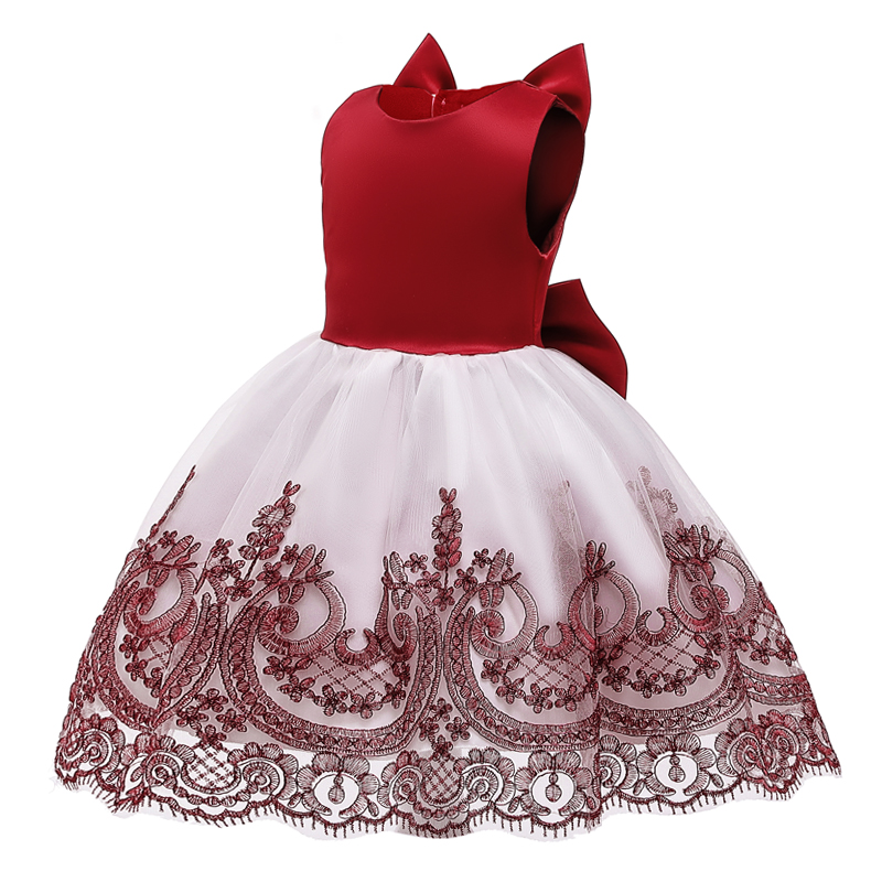 Christmas Dress For Girls Lace Bowknot Backless Tutu Princess Dress Kids Infant Baby Girls Birthday Party Children Clothes