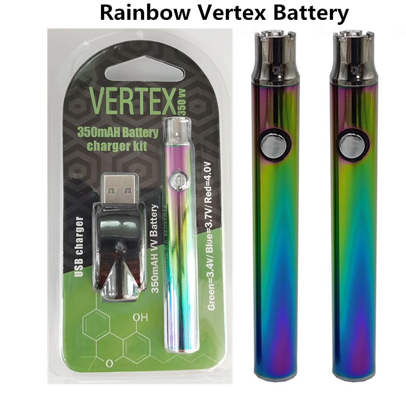 Rainbow Vertex 510 Battery Charger Kit Rainbow E Cigarette Battery 350mAh Preheat VV Voltage Adjustable Battery for Glo Carts OEM Welcome
Rainbow Vertex 510 Battery Charger Kit Rainbow E Cigarette Battery 350mAh Preheat VV Voltage Adjustable Battery for Glo Carts OEM Welcome