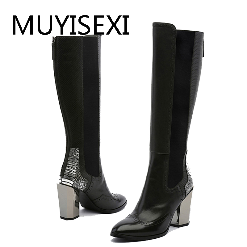 Black Women Knee High Boots Back Zipper Genuine Leather Riding Boots High Heels Rubber Shoes Woman Botas Mujer HL200 MUYISEXI, Black no plush
Black Women Knee High Boots Back Zipper Genuine Leather Riding Boots High Heels Rubber Shoes Woman Botas Mujer HL200 MUYISEXI, Black no plush