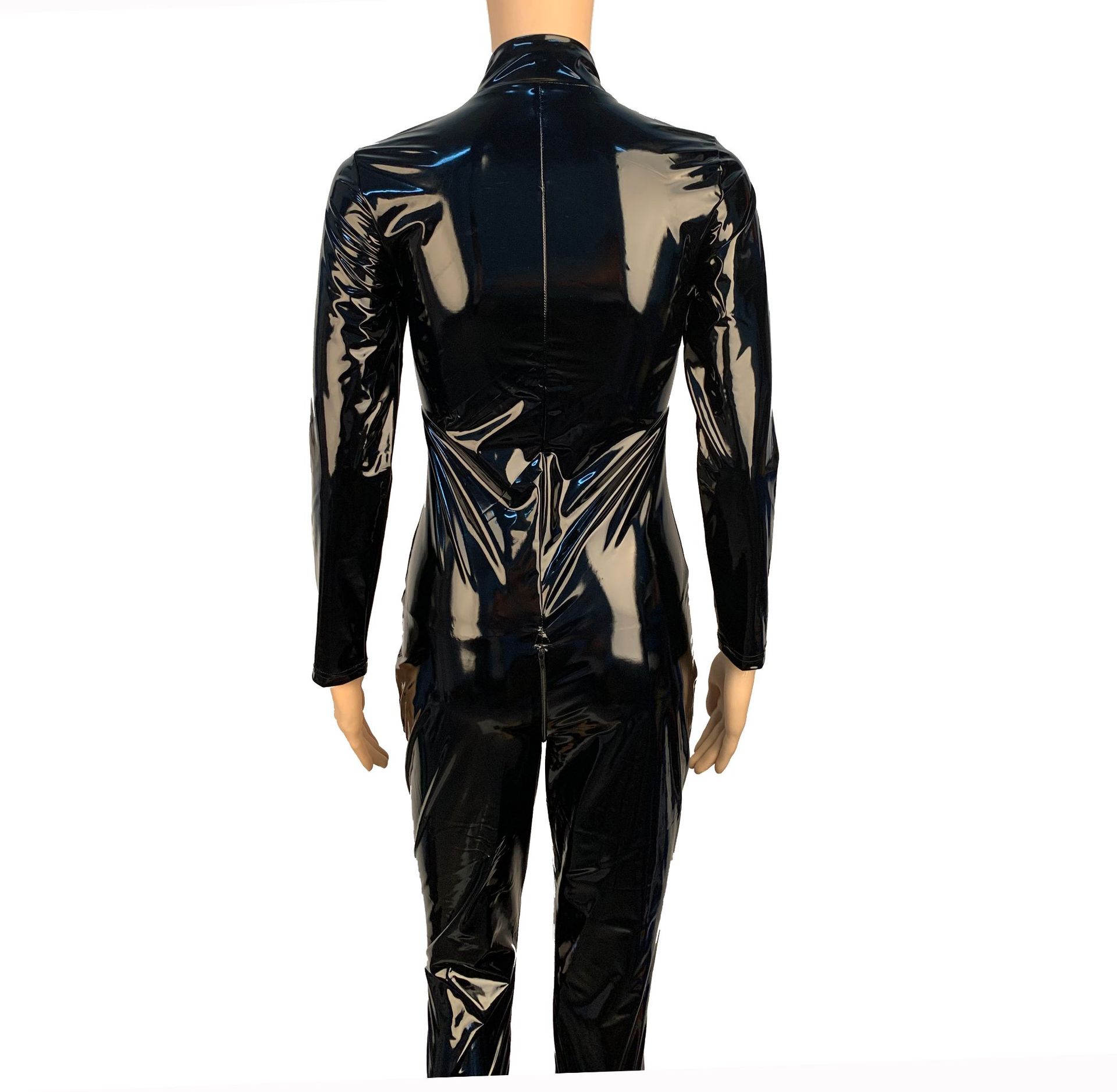 Sexy Lingerie Wetlook PVC Latex Bodysuit for Women Double Zipper Open Crotch Nightclub Dance Wear5278301