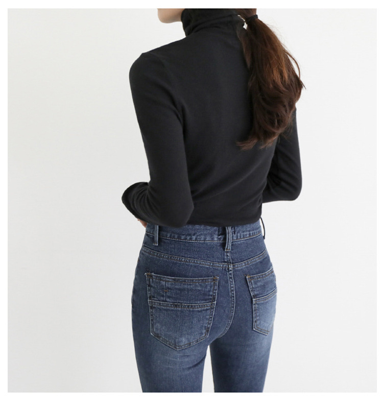 Autumn Winter Sweater Women Basic Slim Fitted Office Lady Turtleneck Pullovers Solid CX200810