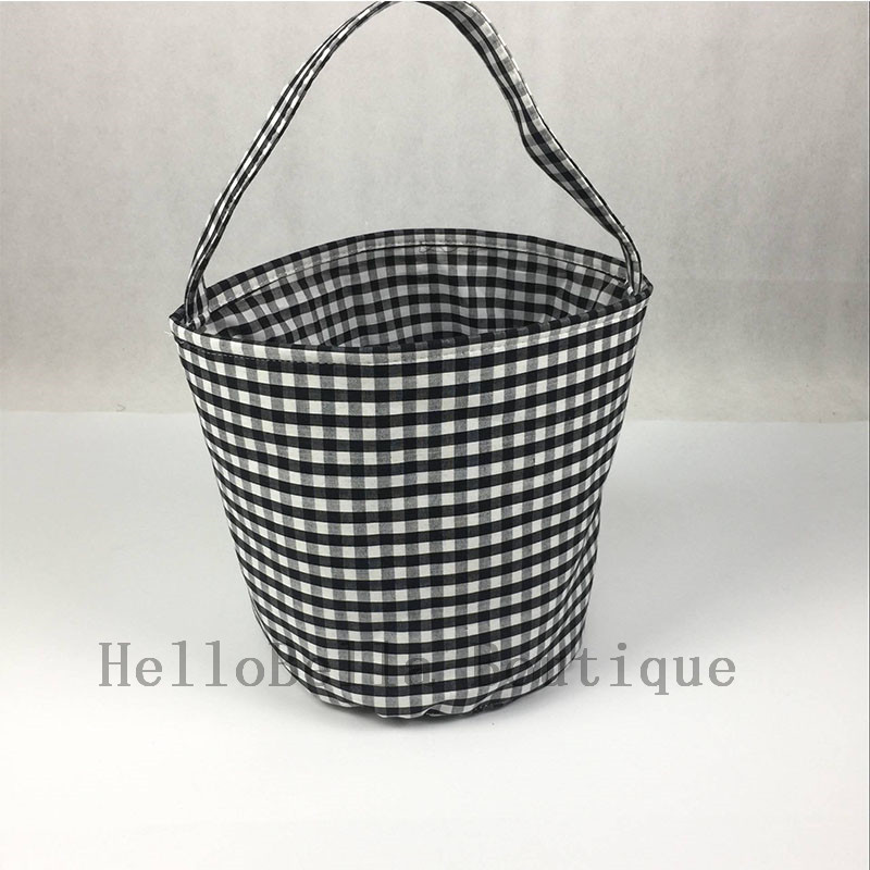 10pcs Gingham Halloween Buckets Monogrammed Black Candy Bucket Fall Basket Personalized Halloween Gingham Trick or Treat Totes
