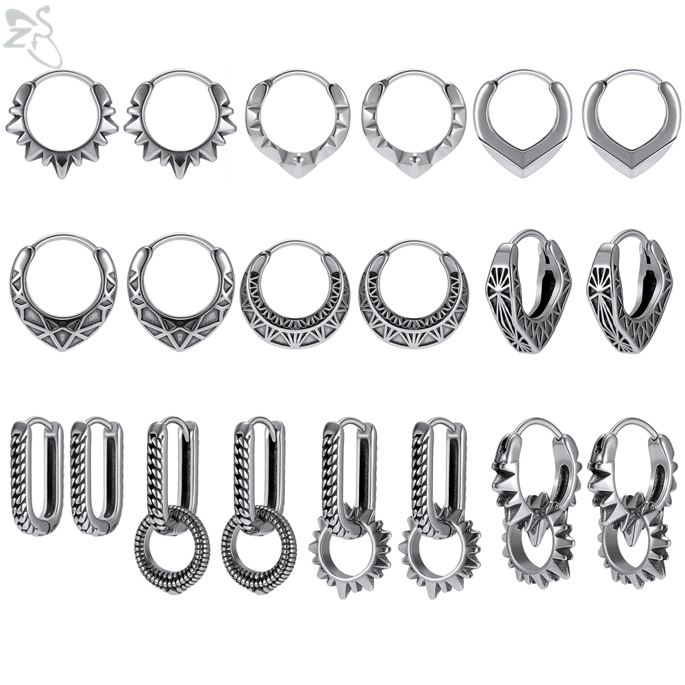 ZS 10 Styles Men's Gothic Punk Stainless Steel Hoop Earrings Hip Hop Rock Biker Round Earring Women Vintage Ear Piercing Jewelry
ZS 10 Styles Men's Gothic Punk Stainless Steel Hoop Earrings Hip Hop Rock Biker Round Earring Women Vintage Ear Piercing Jewelry