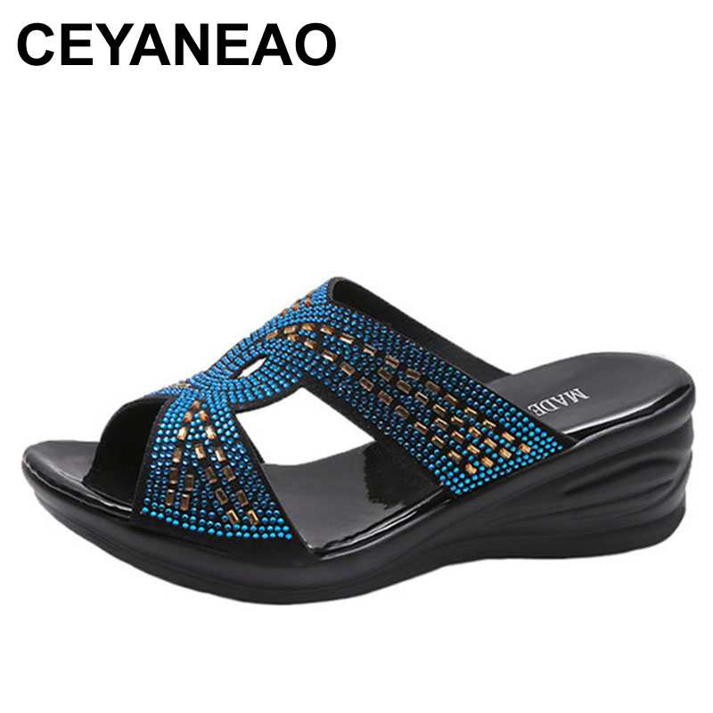 CEYANEAOPlatform Slipper Woman High Heels Wedges Shoes Crystal Thick Sole Slippers High Heels Fish Mouth Mother Slipper Zapatos, Black
CEYANEAOPlatform Slipper Woman High Heels Wedges Shoes Crystal Thick Sole Slippers High Heels Fish Mouth Mother Slipper Zapatos, Black