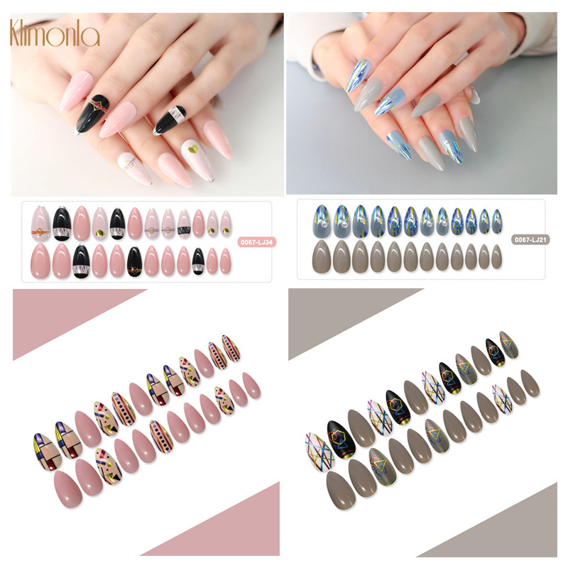 24Pcs/box Fashion Short Full Cover Nails French Stiletto Nail Art Tips Cool Pattern Designs Detachable Fake Nails New 2020, 0067-lj06
24Pcs/box Fashion Short Full Cover Nails French Stiletto Nail Art Tips Cool Pattern Designs Detachable Fake Nails New 2020, 0067-lj06